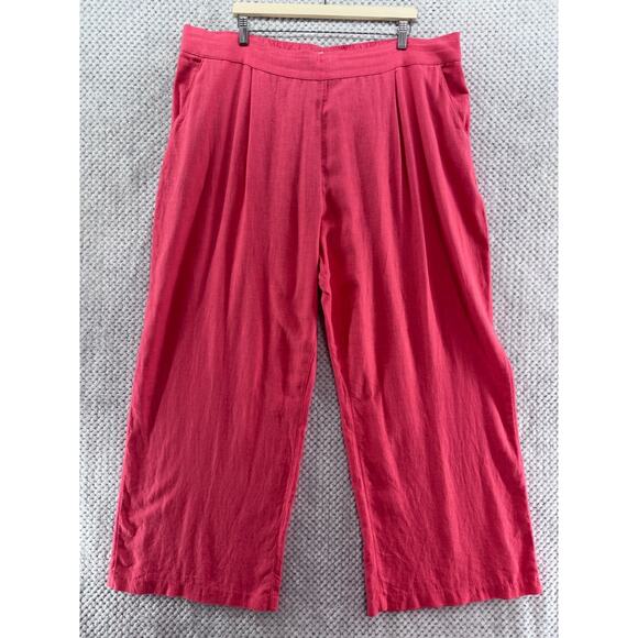 Abercrombie & Fitch Pants Womens XXL Orange Linen Blend Wide Leg PullOn Pockets - Picture 1 of 15